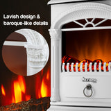 e-Flame USA Hamilton Indoor Compact Freestanding Electric Fireplace Space Heater - Realistic 3-D Wood Burning Flame (Winter White) e-Flame USA