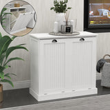 Stylish Locsear White Tilt-Out Laundry Hamper Cabinet with Removable Baskets Locsear