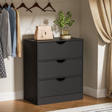 Housoul 3 Drawers Dresser for Bedroom with Fabric PU Drawer and Wood Frame, Black Small Dresser with Large Organizer, Chest of Drawers for Closet, Living Room, Hallway, Black Housoul