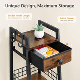 Gewudraw 3-Tier Narrow Bathroom Ladder Shelf with Drawer, Bathroom Floor Storage Shelf, Freestanding Tower Shelf Ladder Bookshelf Brown Gewudraw