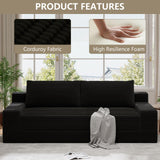 HZANHY 71" Loveseat Sofa, Corduroy Loveseats for Small Spaces, No Assembly Required Love Seat Couch for Living Room, Bedroom, Apartment, Black HZANHY