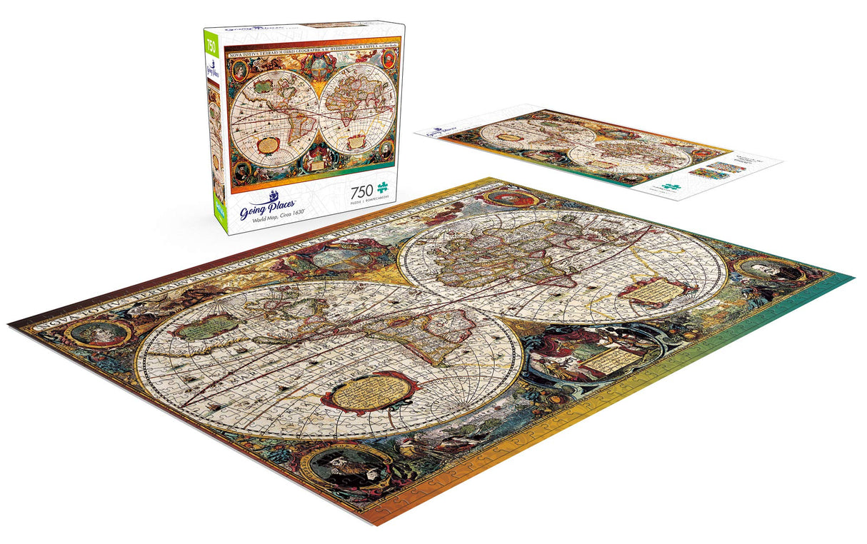 Buffalo Games - World Map, Circa 1630-750 Piece Jigsaw Puzzle for Adults -Challenging Puzzle Perfect for Game Nights - Finished Size is 24.00 x 18.00 Buffalo Games