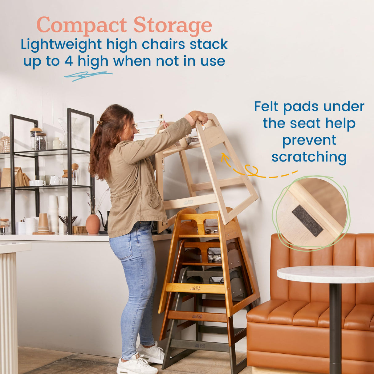 ECR4Kids ASATT High Chair, Toddler Chair, Antique White ECR4Kids