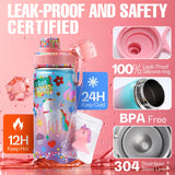 JMMICO Decorate Your Own Water Bottle Kits for Girls Age 4-6-8-10 (Stainless Steel),Unicorn Crafts Gifts,Foil Arts and Crafts Gifts for Girls Birthday Christmas JMMICO