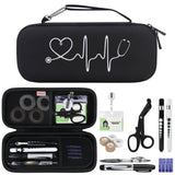 BOVKE Stethoscope Case Kit, 15 Pcs Tool Set Perfect Nurse Gift Include Stethoscope Case, Medical Scissor, Bandage Wraps, 2 Penlights with Batteries, Bandage Holder for Nurses, Black+Black BOVKE