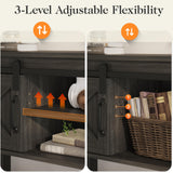 RoyalCraft Farmhouse Entryway Table with Storage, 46" Console Table with Sliding Barn Door, Wood Rustic Sofa Table with Adjustable Shelf for Hallway, Living Room, Foyer, Dark Grey RoyalCraft