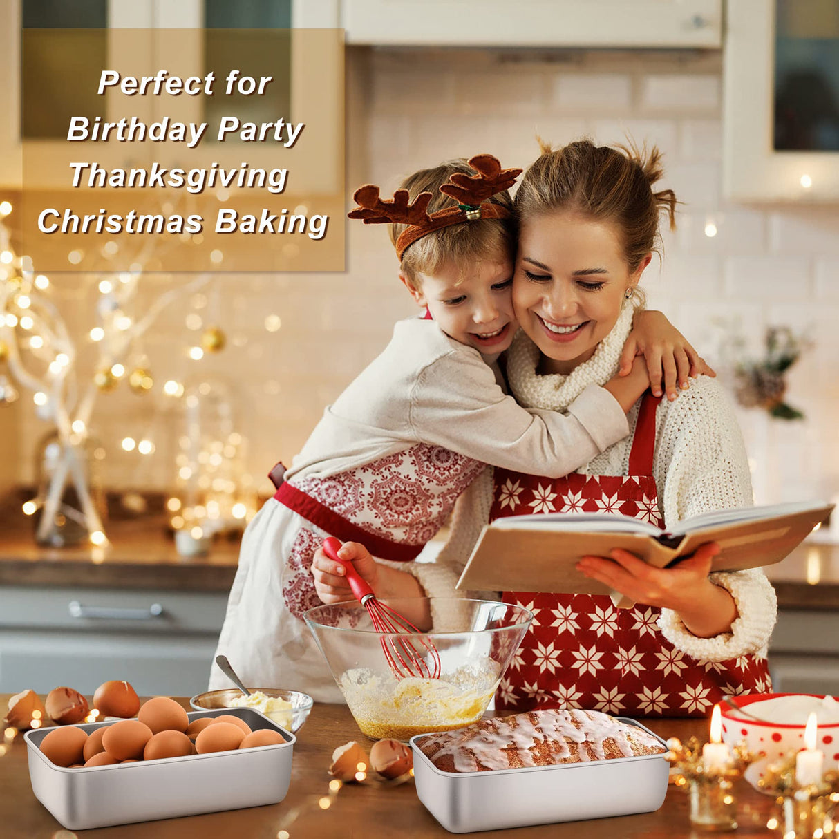 LIANYU 4 Pack Loaf Pans for Baking Bread, 9x5 Inch Bread Pan, Stainless Steel Meatloaf Baking Loaf Tin for Homemade Banana Sourdough, Dishwasher Safe LIANYU