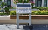 Monument Grills 4-Burner Liquid Propane Gas Grill, Silver Stainless Steel Grill Outdoor Patio Garden Barbecue Grill with Clearview® Lid and One Foldable Shelves, Mesa400MF Monument Grills