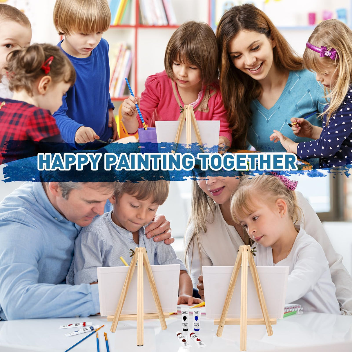 ESRICH 52PCS Acrylic Paint Set, Painting Supplies with 2*12 color acrylic paint (12 ml), 20 brushes, 4 boards, 2 wooden frames, 2 plates, Acrylic Painting Kits for Kids, Adults, Artists and Beginners ESRICH