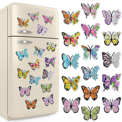 Umigy 16 Pcs Butterfly Diamond Art Magnets Kits for Refrigerator Butterfly Diamond Painting Magnets DIY Gem Art for Adults Beginners Crafts Home Fridge Decor