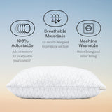 Coop Home Goods Original Adjustable Pillow, Queen Size Bed Pillows for Sleeping, Cross Cut Memory Foam Pillows - Medium Firm Back, Stomach and Side Sleeper Pillow, CertiPUR-US/GREENGUARD Gold Coop Home Goods