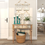 Deco 79 Wooden Decorative Candle Holder Distressed Candle Stand, Set of 3 Candlestick Holder 15", 13", 11"H, Blue Deco 79