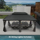 PURPLE LEAF 12' X 18' Aluminum Gazebo with Galvanized Steel Double Roof for Patio Lawn and Garden Gazebo with Light, Grey PURPLE LEAF