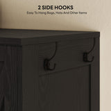 LIKIMIO Armoire Wardrobe Closet 70 Inches, Large Storage with Mirror, 2 Doors, Drawer, and Shelves, Modern Bedroom Freestanding Wooden Wardrobe Combination with Hanging Rail, Black LIKIMIO