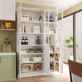 VOWNER 78.7'' Tall Large Bookcase with Glass Doors, Bookshelves Storage Cabinet with Door Shelves, Freestanding Display Organizer for Living Room, Home Office, White VOWNER