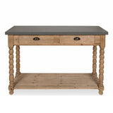 Kate and Laurel Rutledge Farmhouse Chic Two Drawer Console Table, Rustic Wood Base and Concrete Gray Top Kate and Laurel