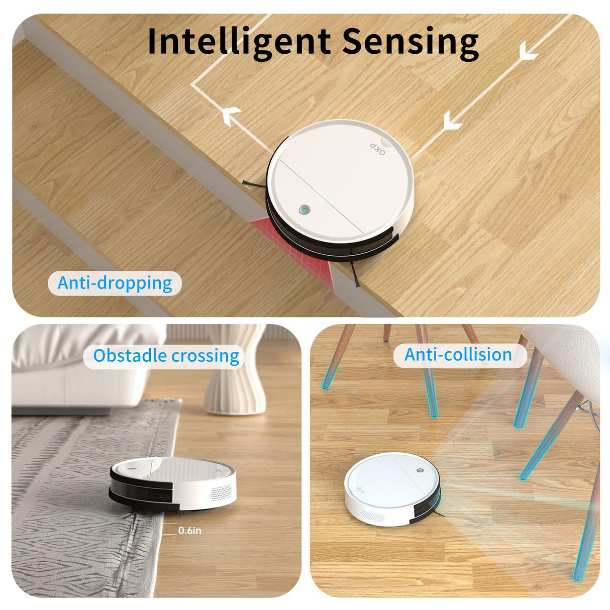 OKP Robot Vacuum Cleaner 2500Pa, 120 Min Runtime, Robotic Vacuum Cleaner with Schedule, WiFi/App/Alexa, Self-Charging, Slim Design, Quiet, Perfect for Hard Floors, Pet Hair, Carpets, K5 OKP