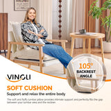 VINGLI Mid-Century Modern Cloud Accent Armchair with Lumbar Pillow, 6.3'' Thick Seat Cushion Comfortable Lounge Chair with Wooden Armrests for Bedroom, Living Room, Reading Room, Beige VINGLI