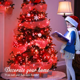 JMEXSUSS Red Christmas Decor Lights Clear Wire, 66ft 200 LED Red Christmas String Lights Outdoor Indoor, 8 Modes Red String Twinkle Fairy Lights Plug in for Christmas Tree Room Party Xmas Decorations JMEXSUSS