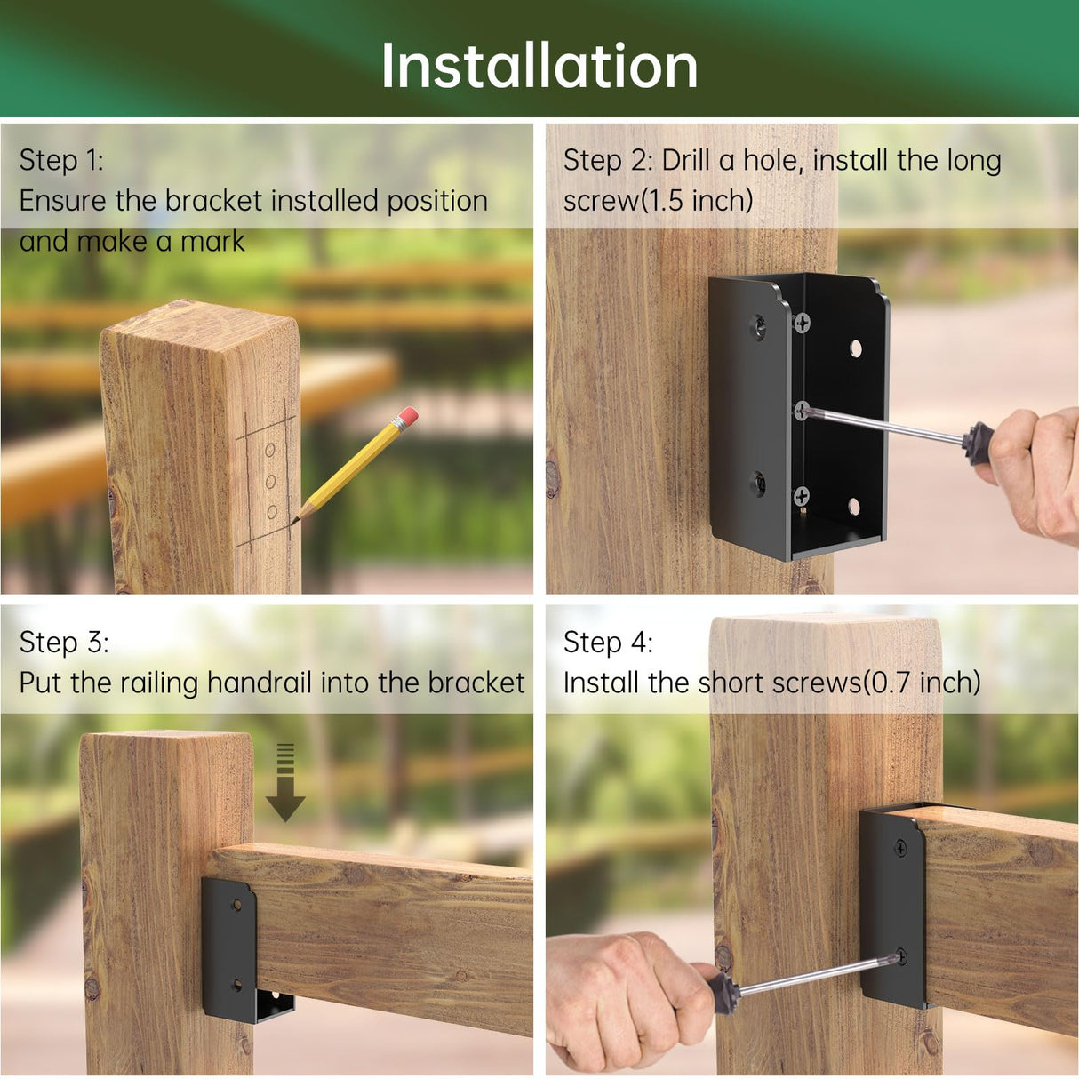 IRENPORU 24PCS 2”x 4” Stainless Steel Deck Railing Brackets Connectors, 2x4 Brackets for Stair Fence Railings Handrail IRENPORU