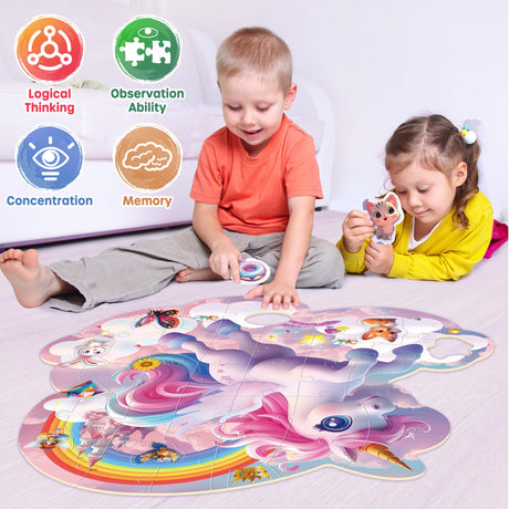 SYNARRY Unicorn Floor Puzzles for Kids Ages 4-6, Large 45 Piece Floor Puzzles for Kids Ages 4-8, Puzzles for Toddlers 2-4, Unicorn Toys Gifts for 3 4 5 6 7 8 Year Old Girls SYNARRY