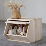 unununu Wooden Storage Small Toy Box with Lid,Stackable Solid Wood Organizer Chest,Entryway Storage Bin,Clothes Storage,Nightstand.for Bedroom,Playroom,Living Room.Side Flip-door,Top can Hold 300lbs unununu