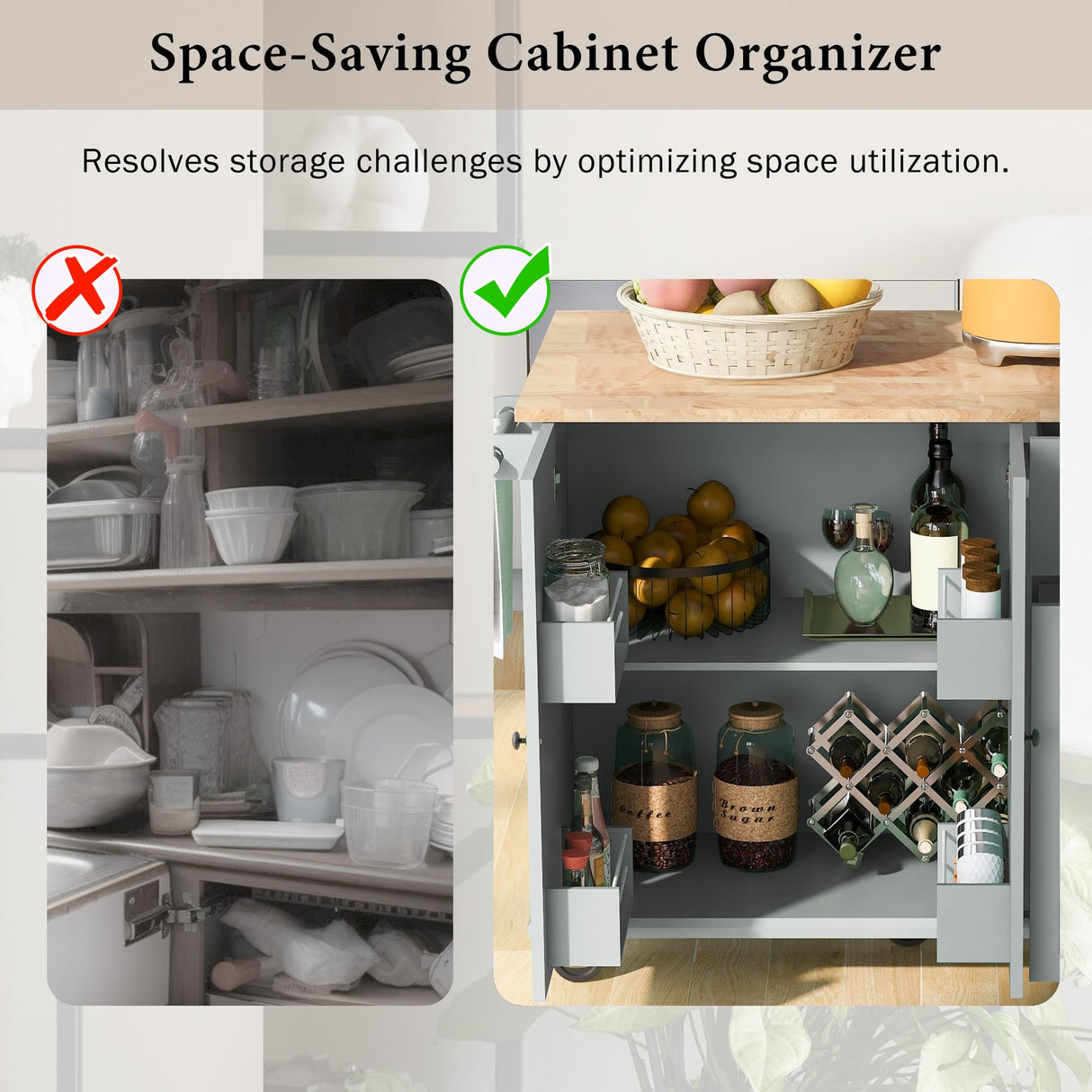 Merax Rolling Kitchen Island Cart on Wheels, Modern Kitchen Storage Cabinet with Drop Leaf & Big Drawers, Portable Island Table with Tower Rack for Dining Living Room, 28" Wide Countertop, Blue Merax