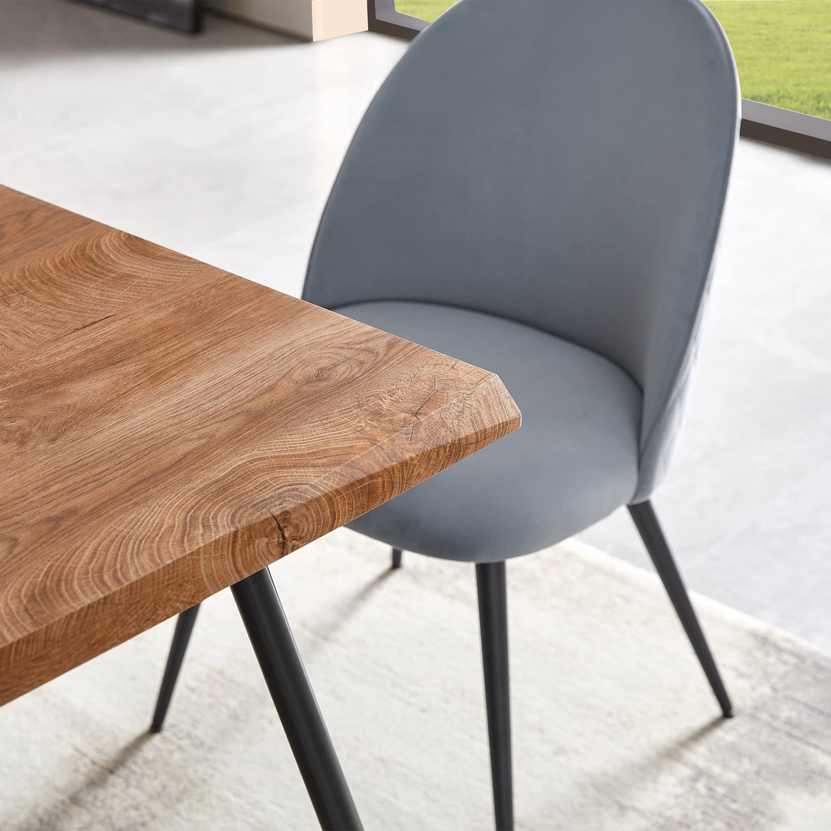 Homedot 47" Home Kitchen Dining Table for 4-6 Person, Modern Home Desk Dinner Table Engineered Wood with Thick Irregular Tabletop Easy Clean Living Room Table with Metal Frame Homedot