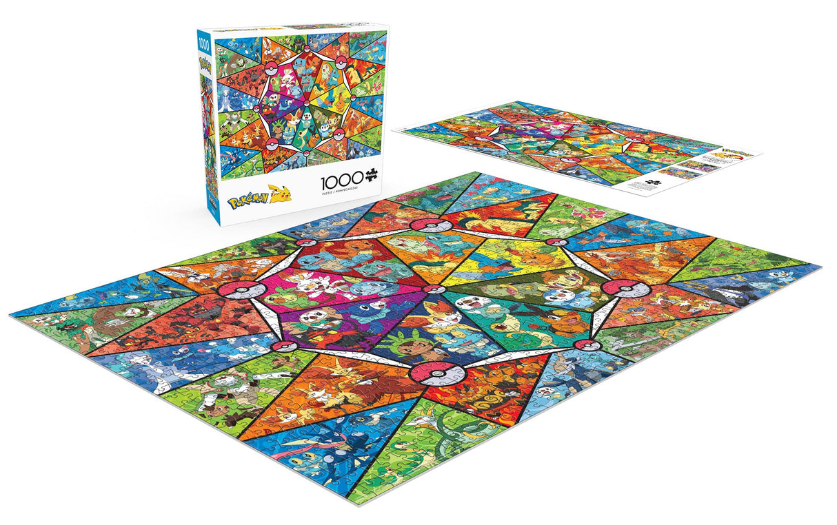 Buffalo Games - Pokemon -: Stained Glass Starters - 1000 Piece Jigsaw Puzzle for Adults -Challenging Puzzle Perfect for Game Nights - Finished Size is 26.75 x 19.75 Buffalo Games
