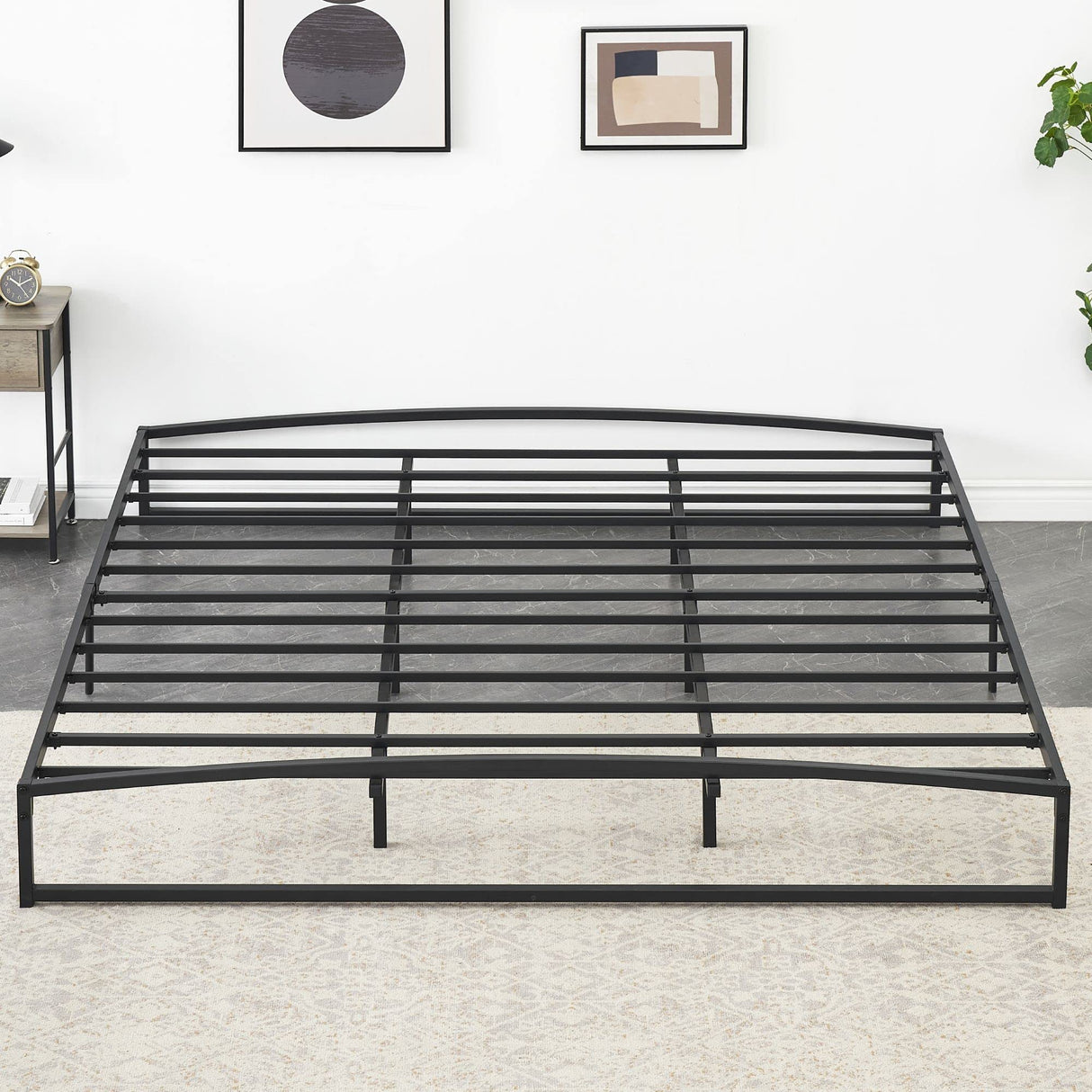 GAOMON Low Bed Frame King Size, 10 Inch Heavy Duty Metal Platform King Bed Frame with Arch Design, Easy Assembly, Strong Bearing Capacity, Under Bed Storage, No Box Spring Needed - Black GAOMON