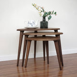 Ultimate Premium Products Solid Nesting Table Set of 3- Oak Mid Century Pebble Tables with Tapered Legs – Wooden Home Furniture in a Retro Style - Oak Ultimate Premium Products