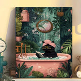 Black Cat Paint by Numbers Kit for Adults Beginner-Funny Bathing Black Cat Adult Paint by Number Kits on Canvas, DIY Acrylic Oil Painting by Numbers for Adults for Gift Home Wall Decor(16x20inch) Arttoplus