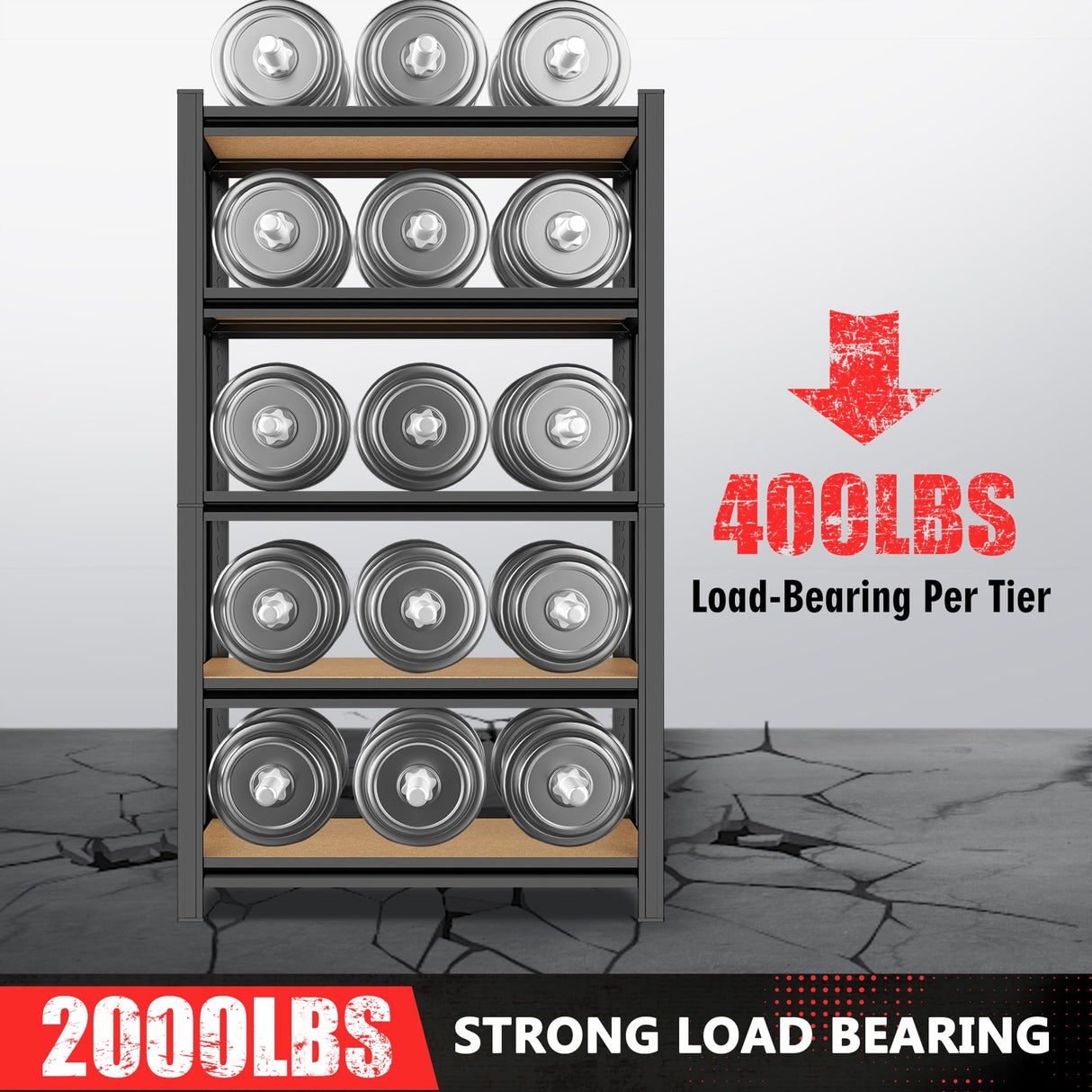 72" H Garage Shelving Unit, 5-Tier Heavy Duty Storage Shelves, 2000 lbs Capacity, Industrial Utility Rack Shelf, 72" H x 35.4" W x 15.7" D Adjustable Metal Shelving for Warehouse Kitchen Basement Metallitrend