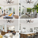 VONLUCE Ceiling Fans with Lights, 60 Inch Ceiling Fan and Remote, 3CCT, 6 Speeds Reversible Quiet DC Motor, Ceiling Fan for Living Room Farmhouse Bedroom Kitchen Patio Indoor, Black VONLUCE