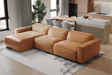 Valencia Nathan Napa Leather Couch - 3 Seats with Left Chaise - 100% Full Aniline Leather Modern Sofa for Lounge and Living Room Solid Wood Frame and High-Resilience Foam Couch (Caramel Brown) VALENCIA THEATER SEATING