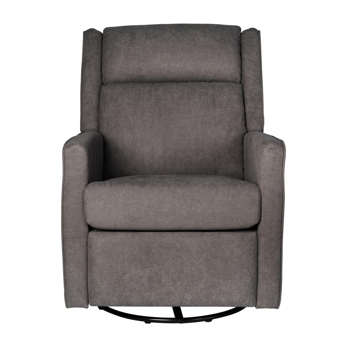 Merrick Lane Dara Manual Swivel Glider Rocking Recliner, 3 Position Recline, 360 Degree Swivel, 20 Inch Round Base, Dark Gray Merrick Lane