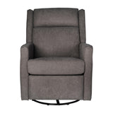 Merrick Lane Dara Manual Swivel Glider Rocking Recliner, 3 Position Recline, 360 Degree Swivel, 20 Inch Round Base, Dark Gray Merrick Lane