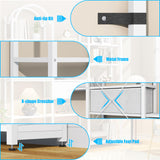 Nosepen 83.5" Tall Arched Bookshelf with 3 Drawers and 13 Storage Shelves, Industrial Open Book Shelf with Display Shelves, Large Etagere Bookshelf, Triple Wide Book Case for Home & Office, White Nosepen
