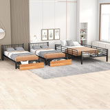 Harper & Bright Designs Metal Triple Bunk Bed with Drawers and Guardrails, Full Over Twin & Twin Bunk Bed for 3, Space-Saving, Noise Free, No Box Spring Needed - Black Harper & Bright Designs