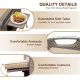 Domi Outdoor Recliner Chair, Patio Recliner with Hand-Woven Wicker, Flip Table Push Back, Adjustable Angle, Thickness Cushions, Reclining Lounge Chair for Indoor & Outdoor Use, Beige domi outdoor living