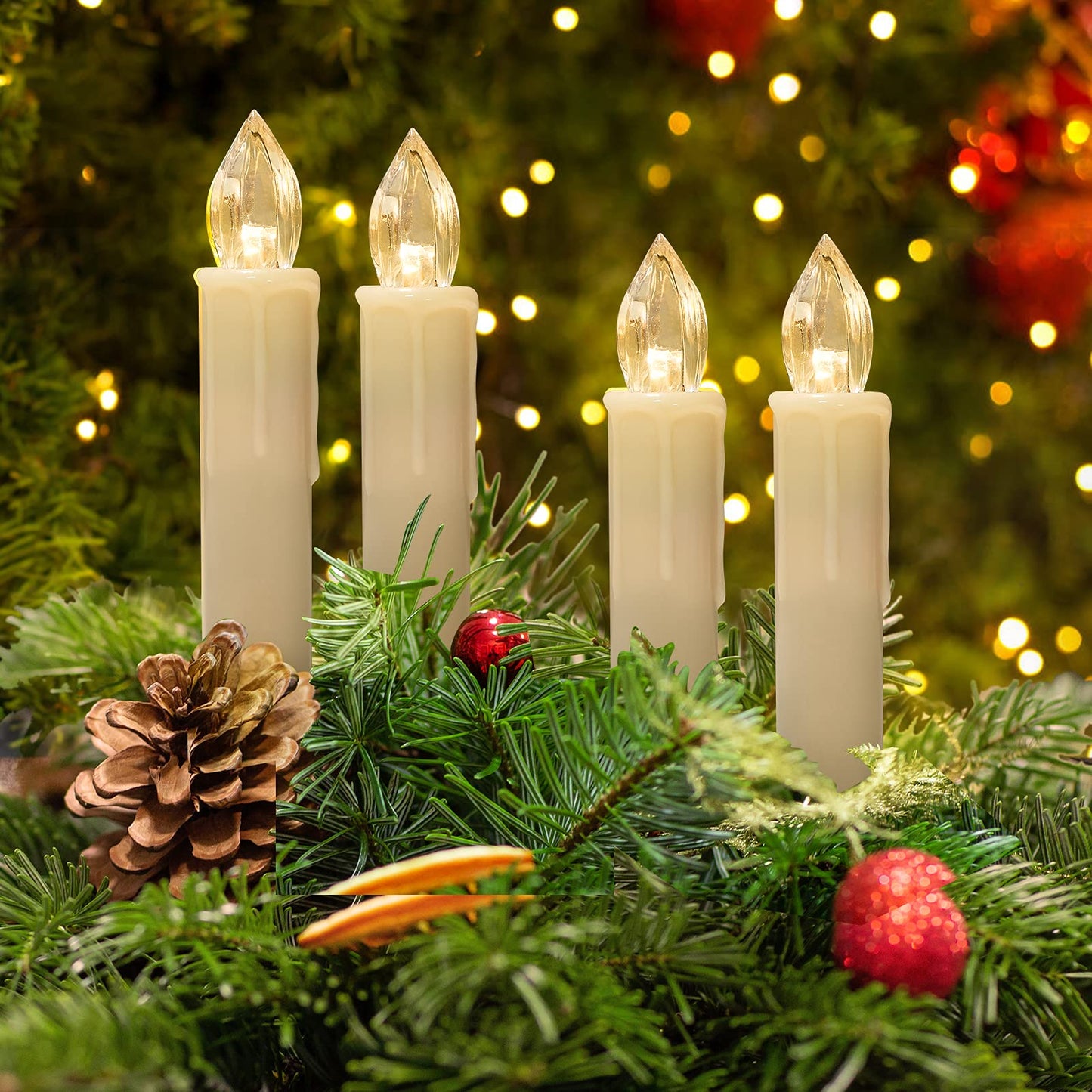 Daord 30 PCS Flameless LED Taper Candles Battery Operated Christmas Tree Candle Lights Electric Fake Candles with Remote Timer Perfect for Holiday Home Garden Wedding Parties Decor (30 PCS,Ivory)