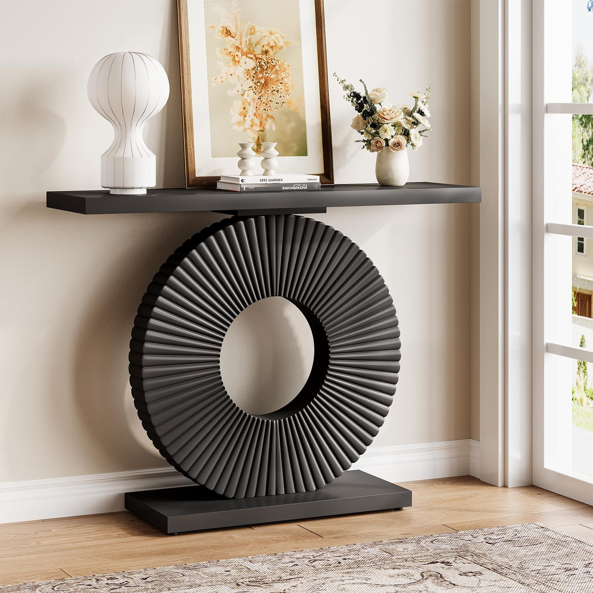 1Easylife Modern Console Table, Wooden Hallway Entry Table, Rectangular Sofa Table for Living Room, Bed Room, Home Office, Black 1Easylife