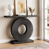 1Easylife Modern Console Table, Wooden Hallway Entry Table, Rectangular Sofa Table for Living Room, Bed Room, Home Office, Black 1Easylife