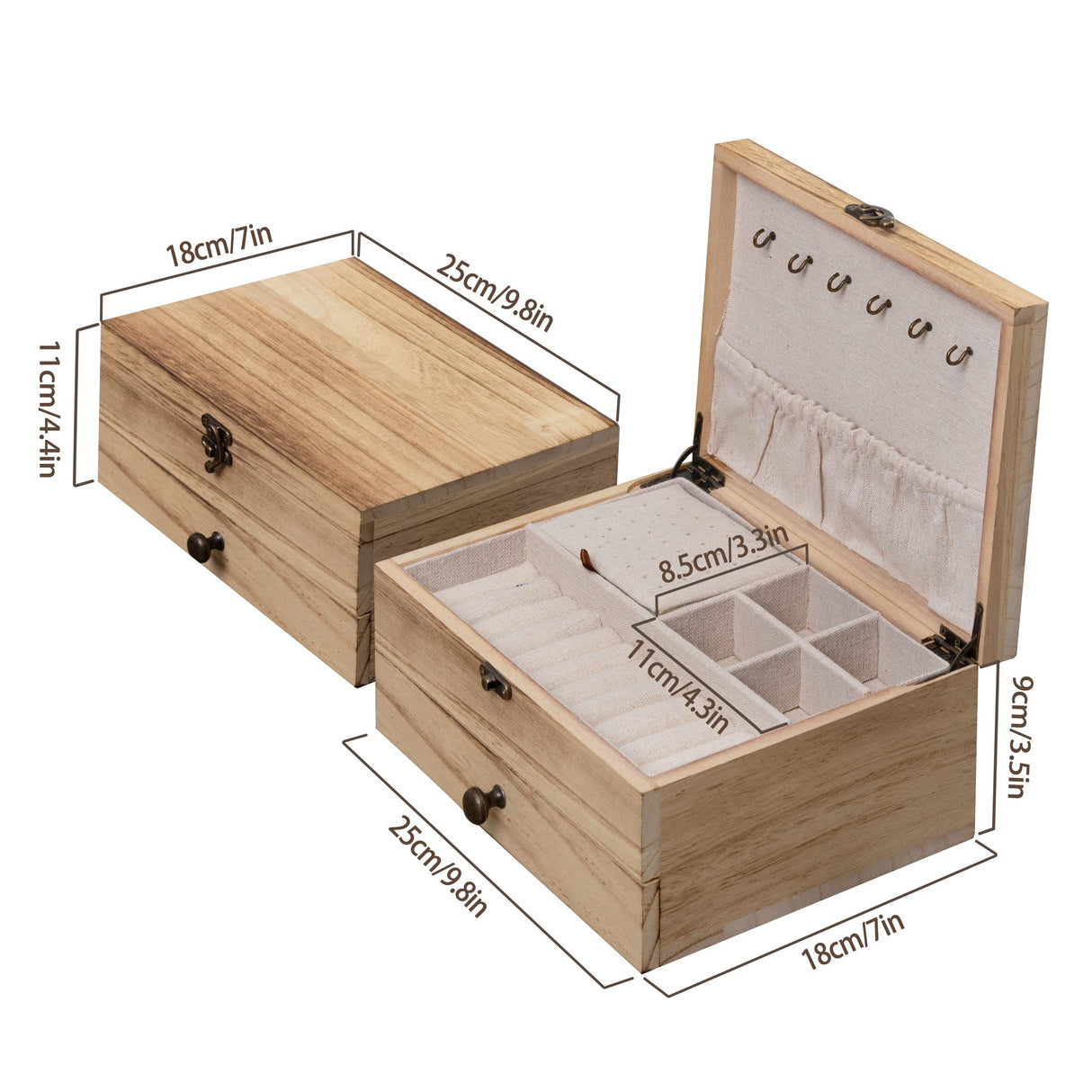 Tektalk Jewelry Box for Women Girls Jewelry Organizer Farmhouse Style Jewellery Holder for Necklace Earrings Rings Bracelets - Light Brown Tektalk