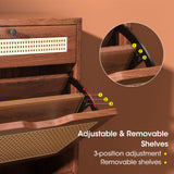 Algglobuy Rattan Shoe Storage Cabinet with 4 Flip Drawers for Entryway, Slim Narrow Shoe Organizer Cabinet with 2 Top Drawers, Dark Brown Algglobuy