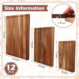 Tioncy 12 Pcs Wood Cutting Board Set Thick Wooden Cutting Boards for Kitchen Butcher Block Cutting Board with Juice Groove for Meat Cheese Fruit Trays, 16x12, 14x10, 11x8 Inch(Acacia) Tioncy