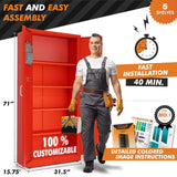 METALTIGER Locking Metal Storage Cabinet | Garage Storage Cabinet with Doors | 71" Lockable Tool Cabinet | Metal Cabinets for Home Office (71" 2-Doors Key, Red) METALTIGER