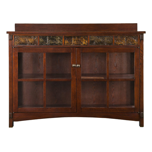 SEI Furniture Camino Mission Faux Slate Sideboard and Display Curio, Dining Room With Entryway Mission Style Ash, Brown