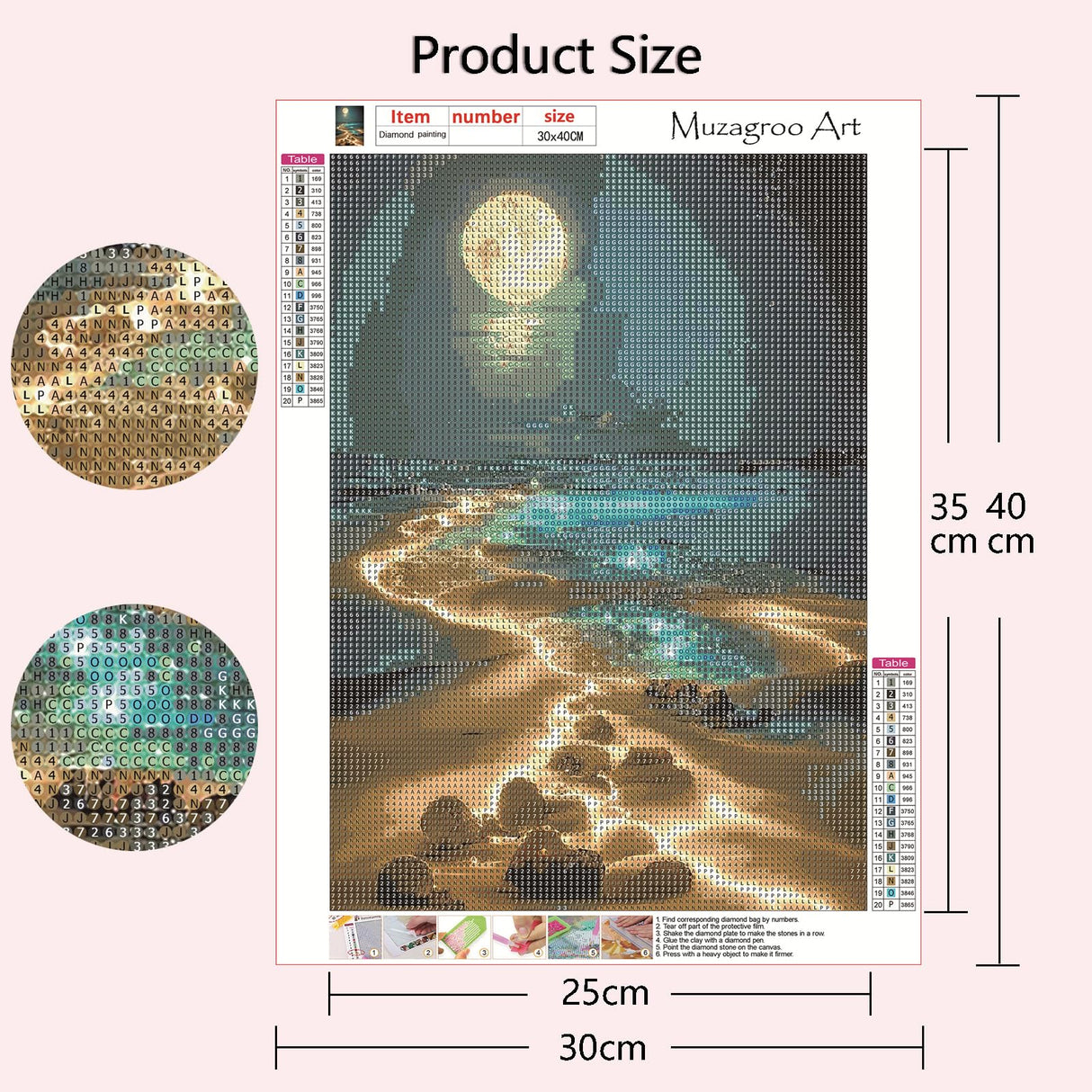 Muzagroo Art Moon Diamond Painting Kits for Adults, 5D Diamond Art Kits for Beginners, DIY Diamond Arts and Crafts for Living Room, Diamond dots Kits Kids Room 4 PCS Wall Art Muzagroo Art