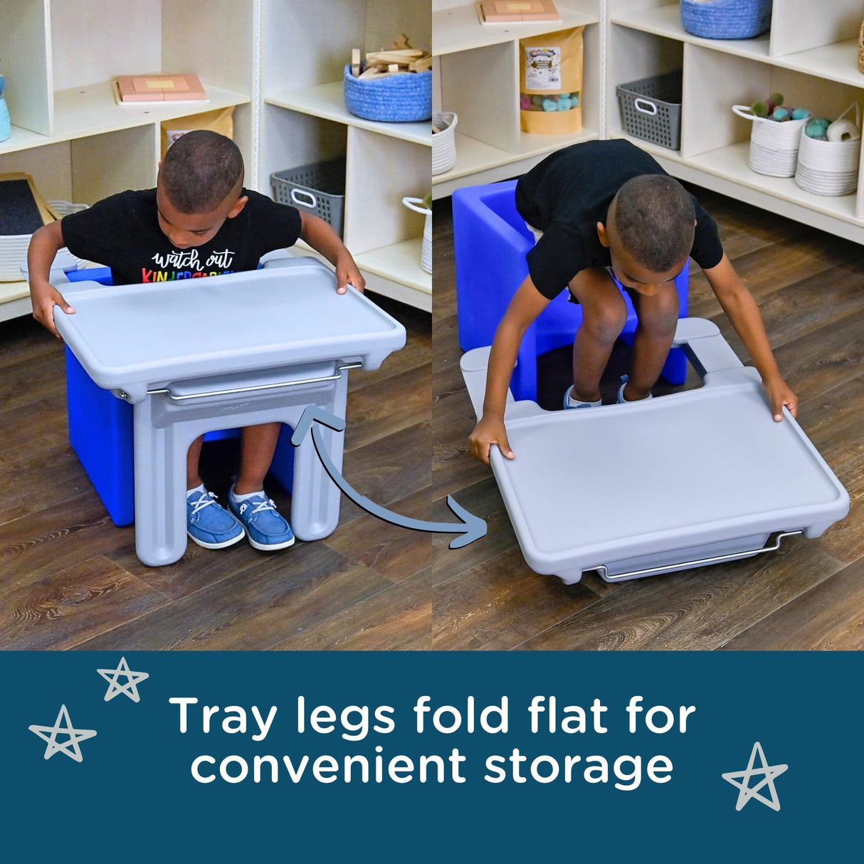 Children's Factory Edutray Kids Desk, Converts Cube Chair to Desk, Space-Saving Toddler Desk Converter, Homeschool & Classroom Study Desk, Gray Children's Factory